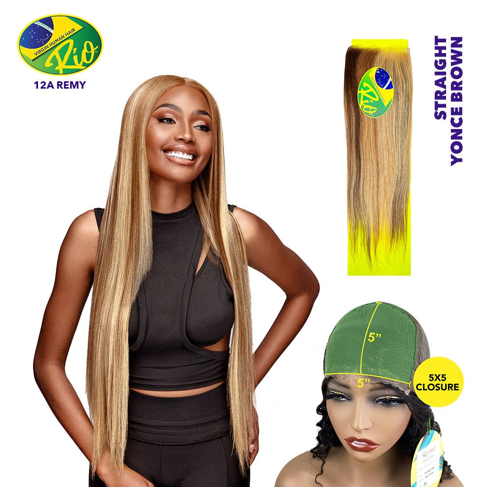 Rio 100% Virgin Human Hair Straight 5x5 Closure - Yonce Brown - Beauty Exchange Beauty Supply