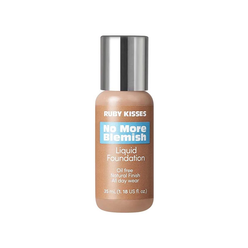 Ruby Kisses No More Blemish Liquid Foundation – Semi - Matte, Skin - Perfecting Coverage | 7 Deep & Golden Shades - Beauty Exchange Beauty Supply