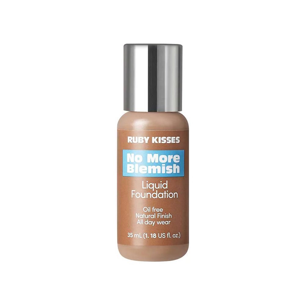 Ruby Kisses No More Blemish Liquid Foundation – Semi - Matte, Skin - Perfecting Coverage | 7 Deep & Golden Shades - Beauty Exchange Beauty Supply