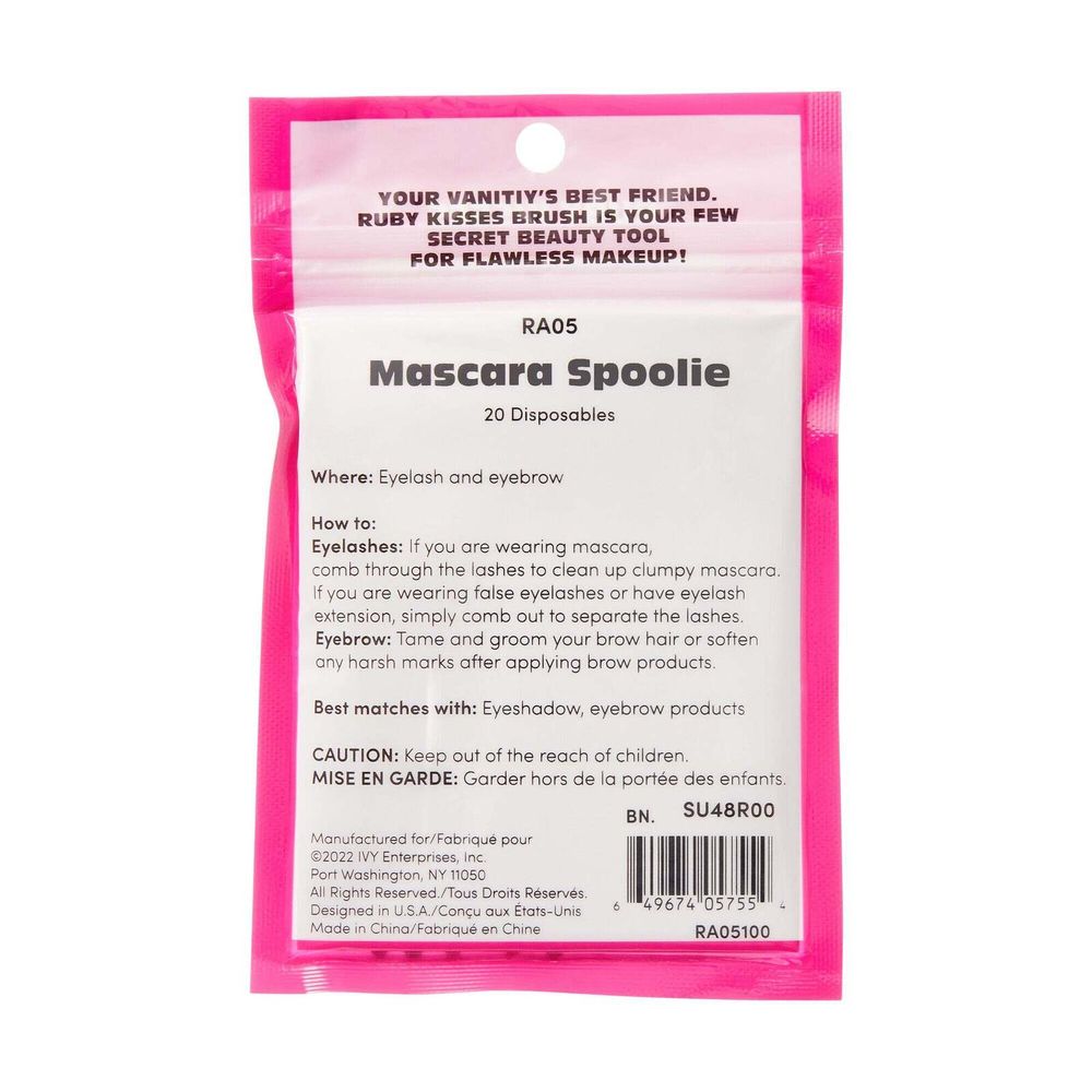 Ruby Kisses Spoolie Makeup Accessories – Disposable Mascara Spoolie Brushes | 20 pcs - Beauty Exchange Beauty Supply