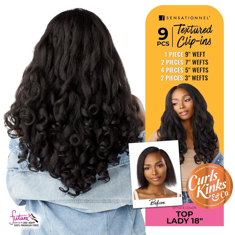 Sensationnel Curls Kinks & Co. Clip - In Extensions – Top Lady 18" | Natural 3C–4C Texture | Easy Clip & Blend Install - Beauty Exchange Beauty Supply