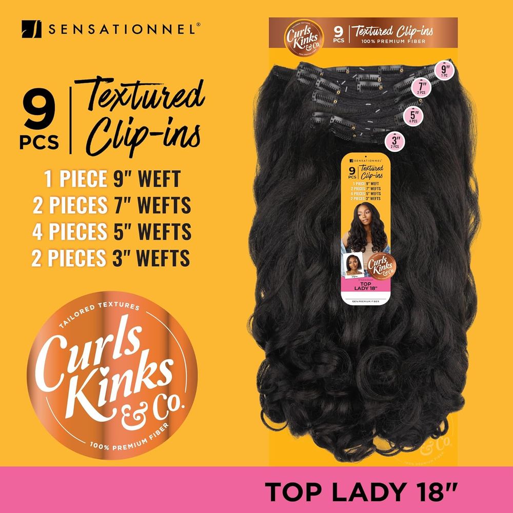 Sensationnel Curls Kinks & Co. Clip - In Extensions – Top Lady 18" | Natural 3C–4C Texture | Easy Clip & Blend Install - Beauty Exchange Beauty Supply