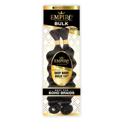 Sensationnel Empire Human Hair – Deep Body Bulk 14" | Soft, Voluminous, Tangle - Free | For Braids & Crochet Styles - Beauty Exchange Beauty Supply