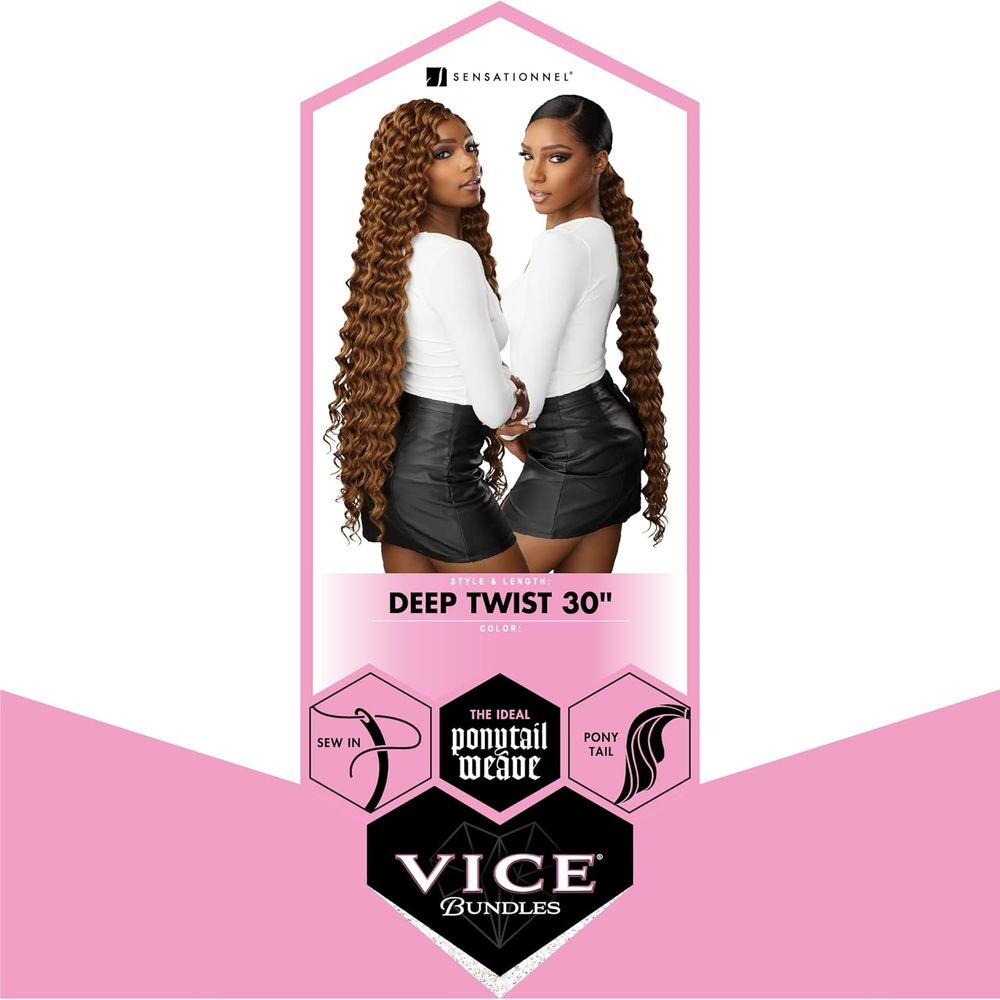 Sensationnel Vice Bundles – Deep Twist 30" | Synthetic Virgin Hair Dupe | Soft Twist Curl for Sew - In & Ponytail Styles - Beauty Exchange Beauty Supply