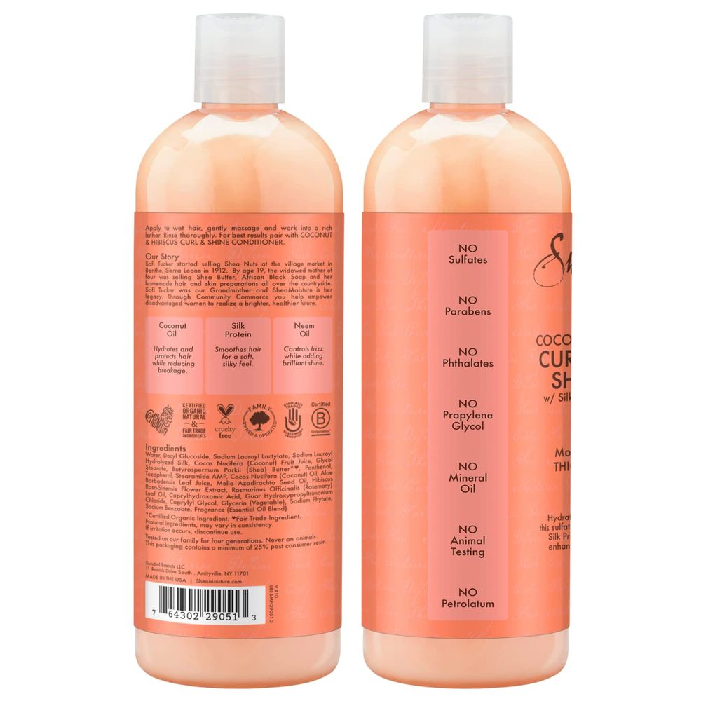 SheaMoisture Coconut & Hibiscus Curl & Shine Shampoo - Beauty Exchange Beauty Supply