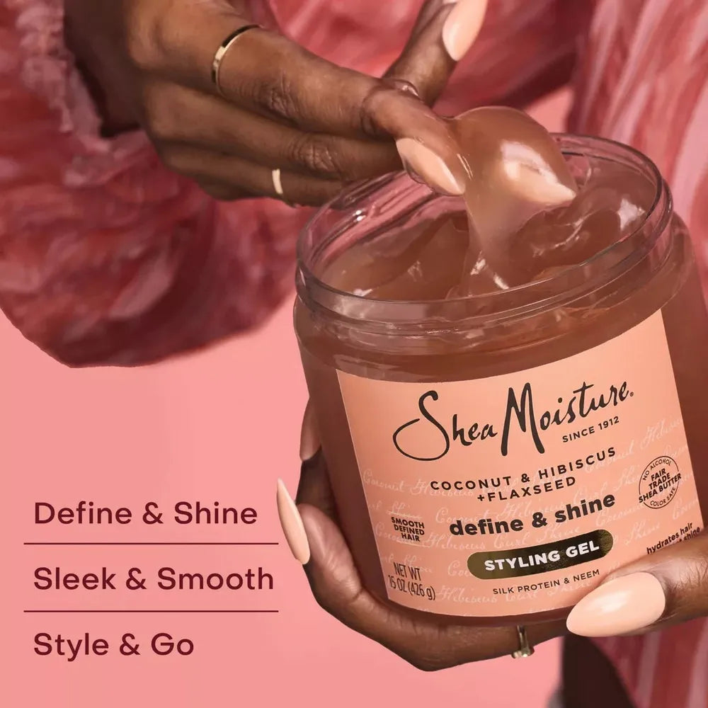SheaMoisture Coconut & Hibiscus + Flaxseed Defining Styling Hair Gel - 15oz - Beauty Exchange Beauty Supply