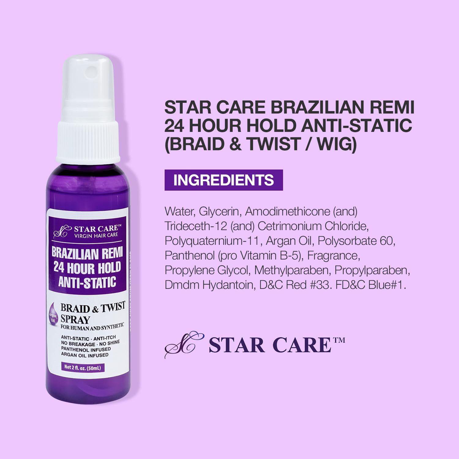Star Care Detangler Spray – 24H Hold – 2 oz - Beauty Exchange Beauty Supply