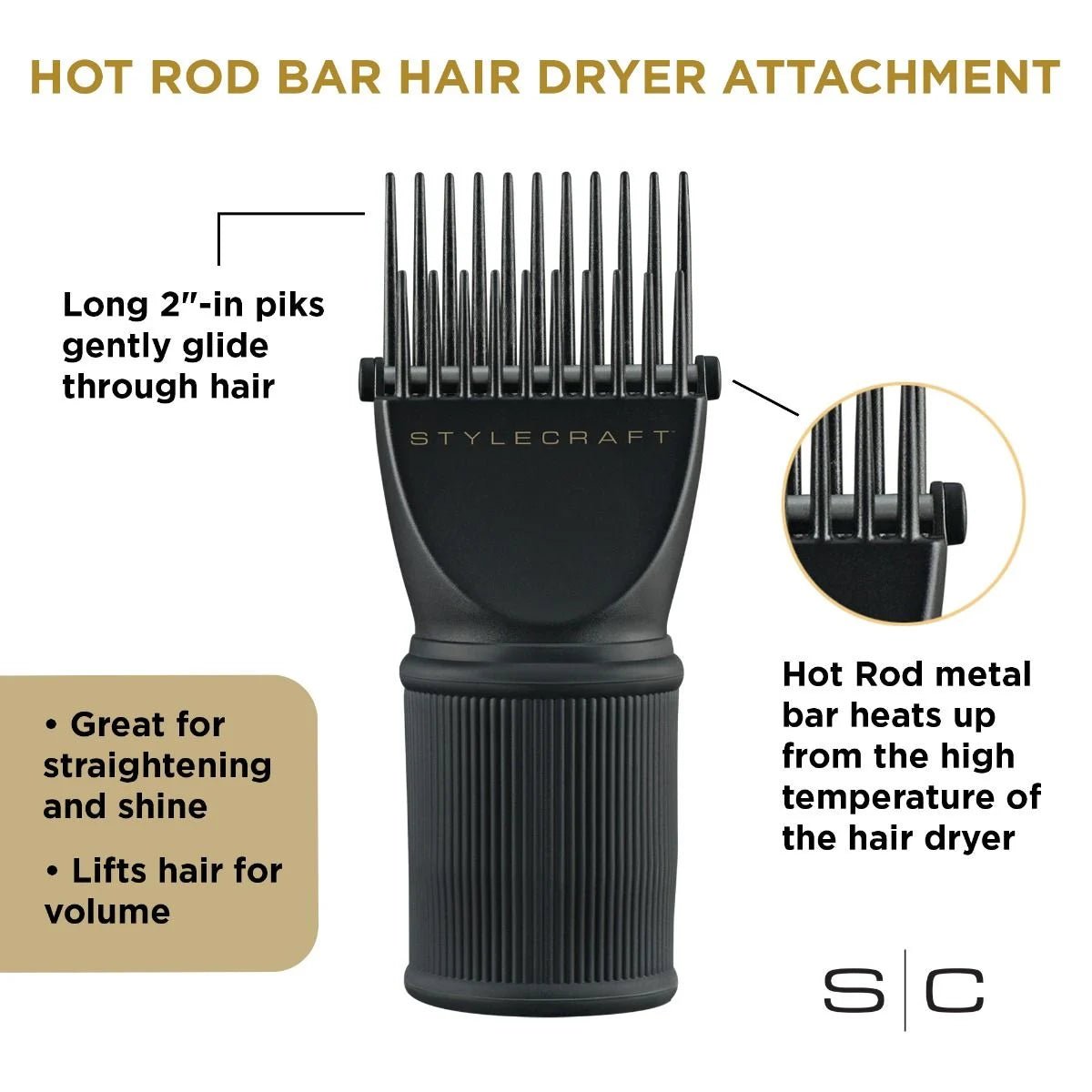 StyleCraft Hot Rod Bar Pik Hair Dryer Attachment - Beauty Exchange Beauty Supply