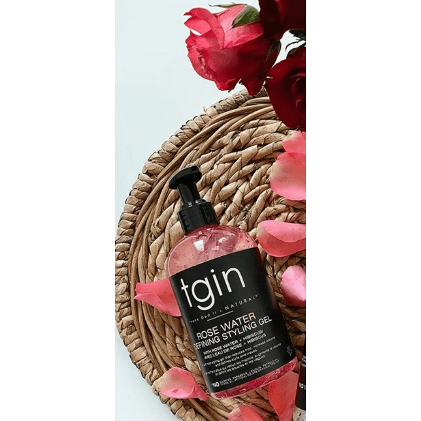 tgin Rose Water Defining Styling Gel for Curly, Coily and Wavy Hair, Reduce Frizz, Light Hold, Moisturizes and Defines Curls, 13 oz - Beauty Exchange Beauty Supply