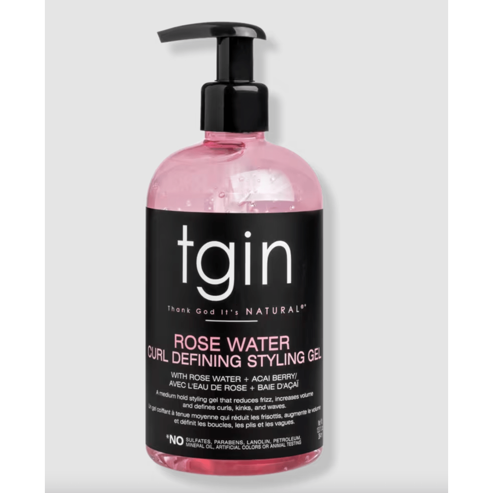 tgin Rose Water Defining Styling Gel for Curly, Coily and Wavy Hair, Reduce Frizz, Light Hold, Moisturizes and Defines Curls, 13 oz - Beauty Exchange Beauty Supply
