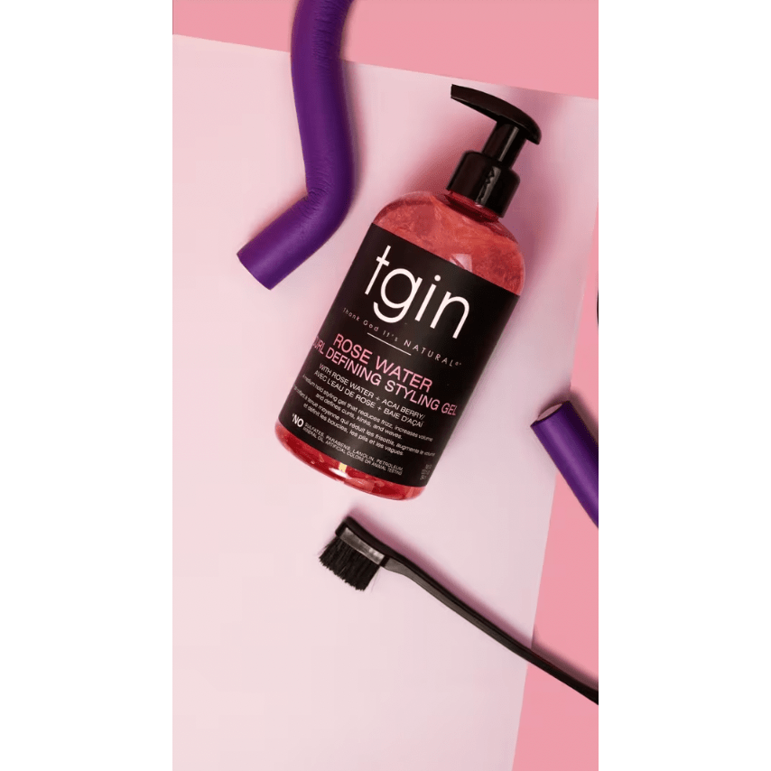 tgin Rose Water Defining Styling Gel for Curly, Coily and Wavy Hair, Reduce Frizz, Light Hold, Moisturizes and Defines Curls, 13 oz - Beauty Exchange Beauty Supply
