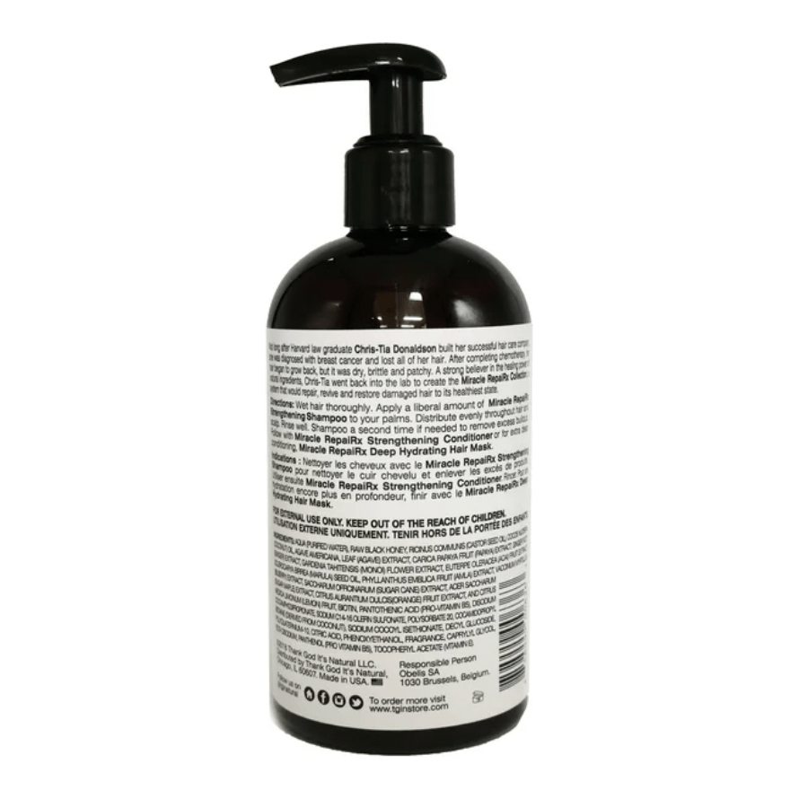 Thank God It's Natural tgin Miracle RepaiRx Strengthening Shampoo for Curly, Coily and Wavy Hair, with Black Castor Oil and Biotin, Repairs, Protects, and Restores Damaged Hair, 13 oz - Beauty Exchange Beauty Supply