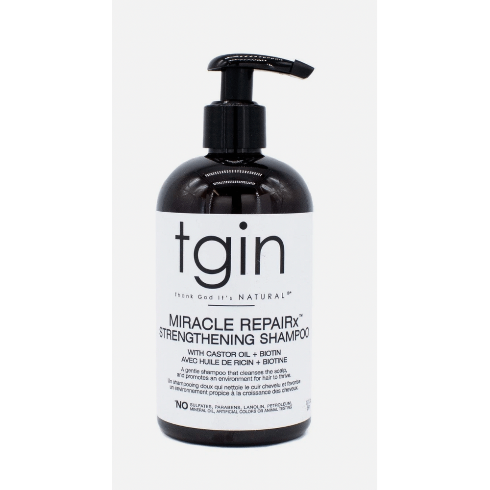 Thank God It's Natural tgin Miracle RepaiRx Strengthening Shampoo for Curly, Coily and Wavy Hair, with Black Castor Oil and Biotin, Repairs, Protects, and Restores Damaged Hair, 13 oz - Beauty Exchange Beauty Supply