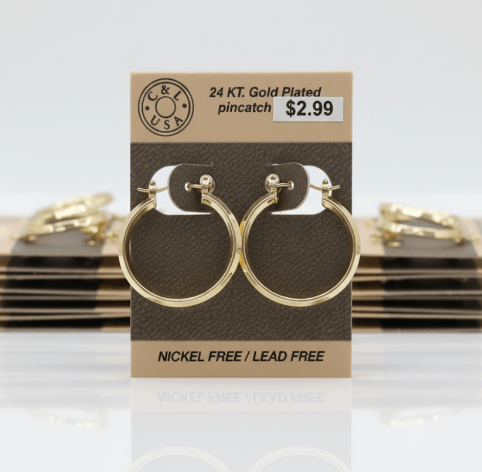 The C&L Fashion Jewelry Pincatch Earrings - Gold - Beauty Exchange Beauty Supply