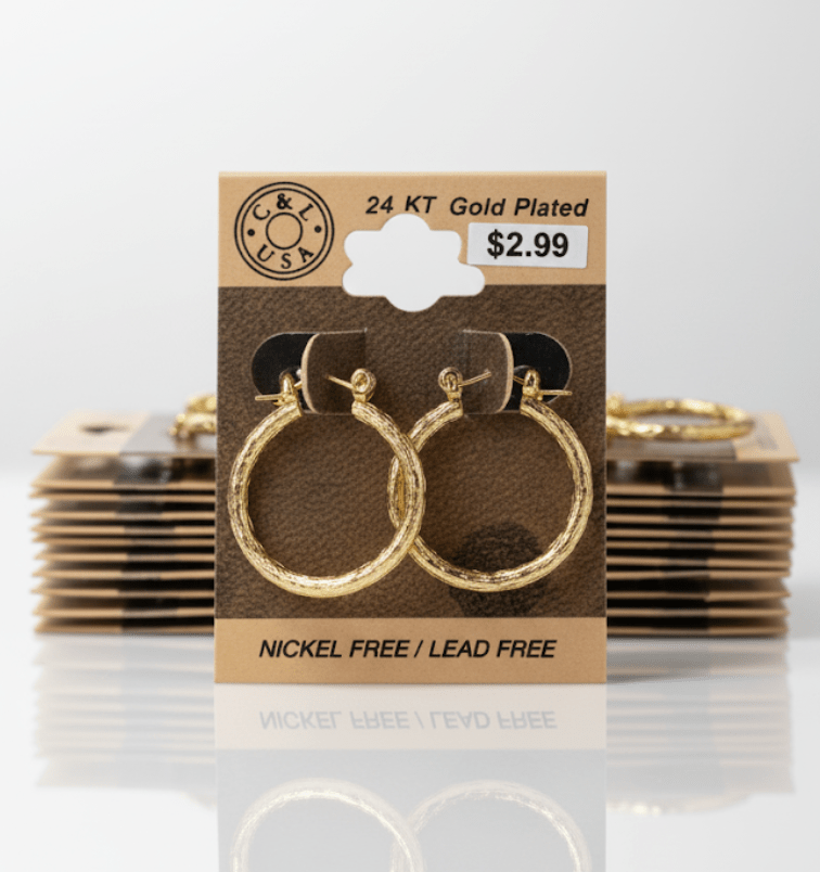 The C&L Fashion Jewelry Pincatch Earrings - Gold - Beauty Exchange Beauty Supply