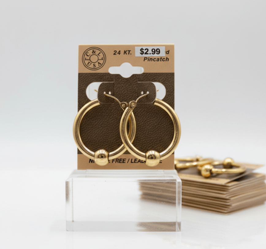 The C&L Fashion Jewelry Pincatch Earrings - Gold - Beauty Exchange Beauty Supply