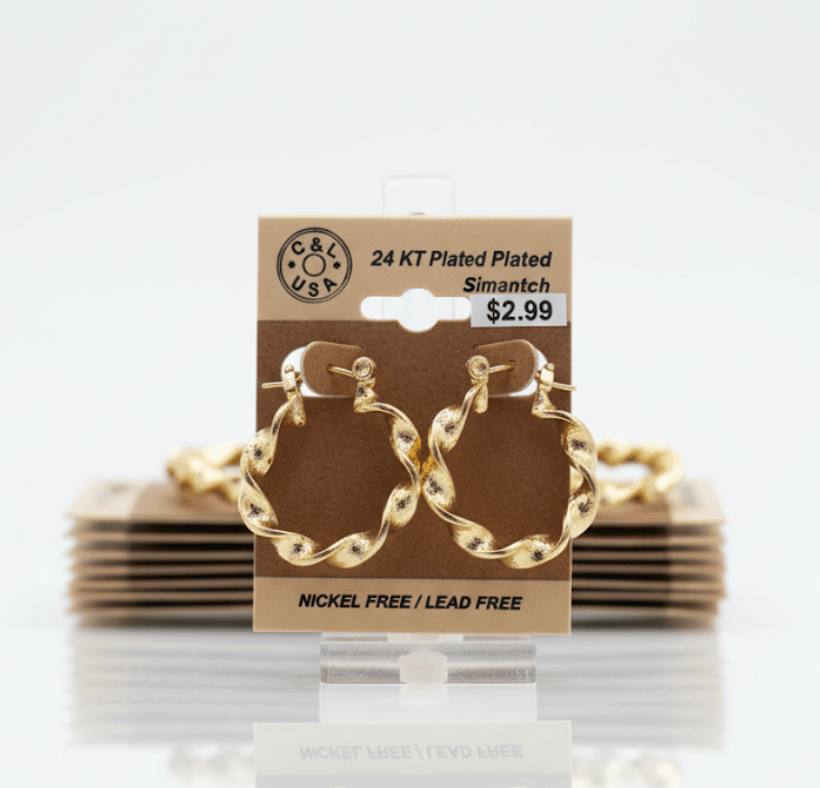 The C&L Fashion Jewelry Pincatch Earrings - Gold - Beauty Exchange Beauty Supply