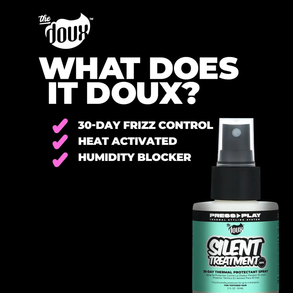 The Doux Silent Treatment – 30 - Day Humidity Shield – 2 fl oz Humidity Blocker • Frizz Fighter • Heat Protection & Shine Booster - Beauty Exchange Beauty Supply