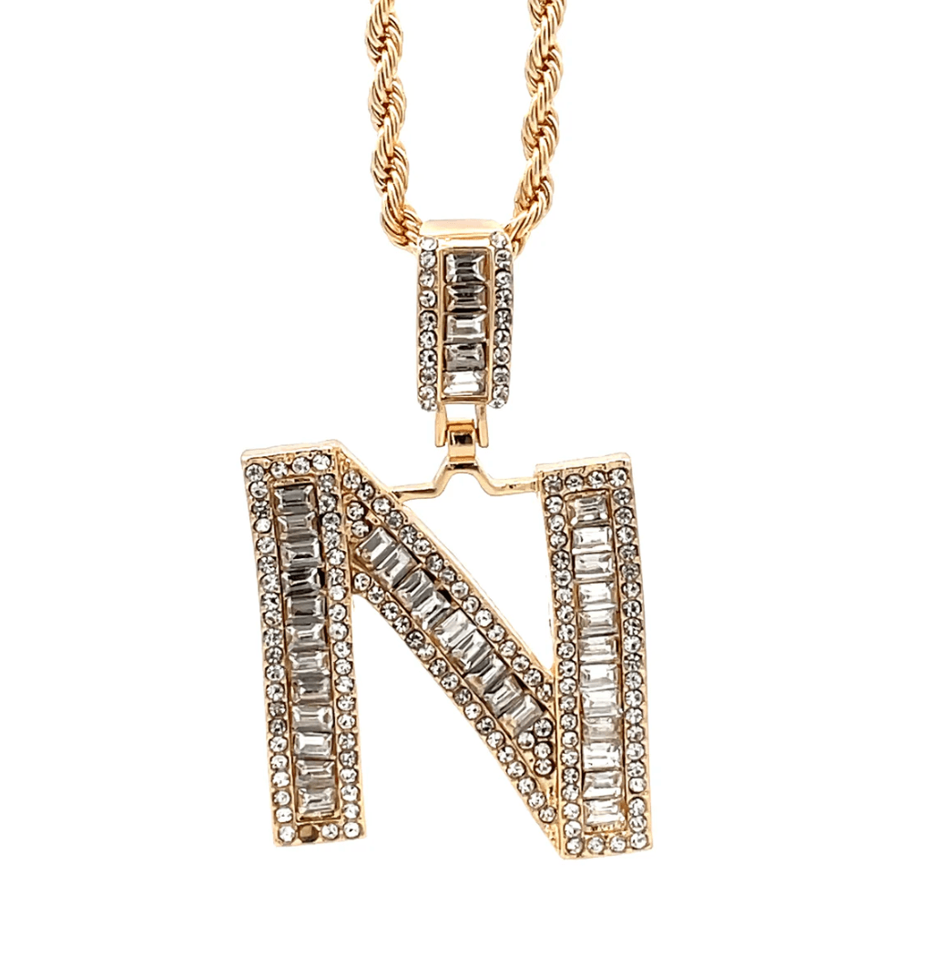 The One Jewelry Baguette Initial Necklace - Letter Pendant - Beauty Exchange Beauty Supply