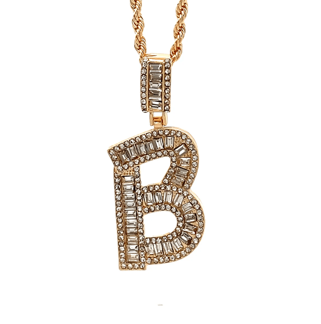 The One Jewelry Baguette Initial Necklace - Letter Pendant - Beauty Exchange Beauty Supply