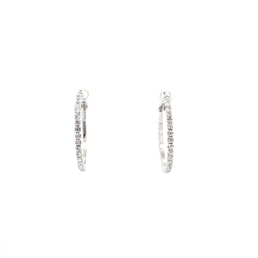 The One Jewelry Bling Bling Rhinestone Hoop Earrings - 20mm - Beauty Exchange Beauty Supply