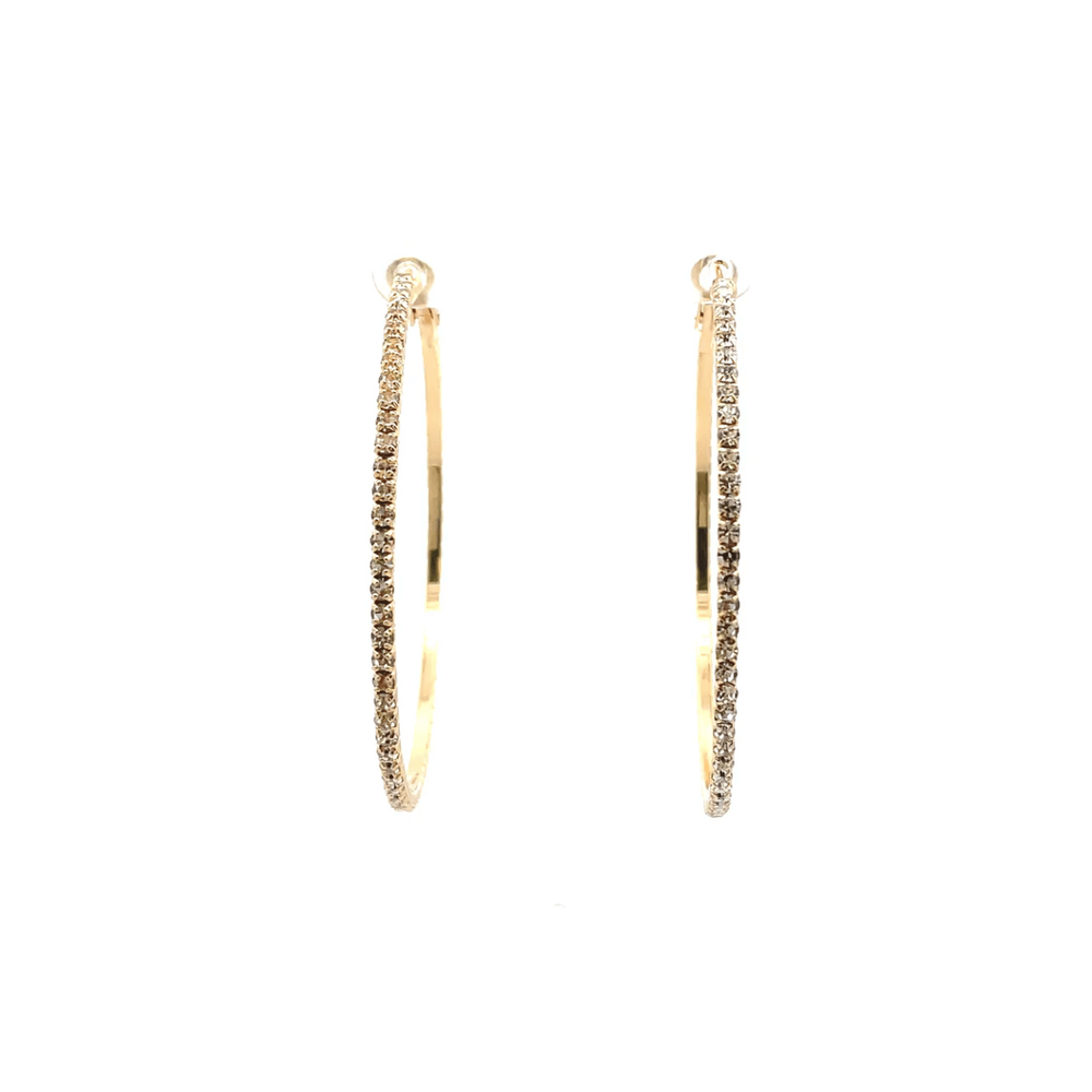 The One Jewelry Bling Bling Rhinestone Hoop Earrings - 20mm - Beauty Exchange Beauty Supply