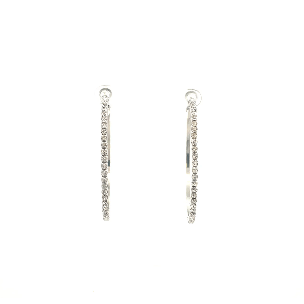 The One Jewelry Bling Bling Rhinestone Hoop Earrings - 20mm - Beauty Exchange Beauty Supply