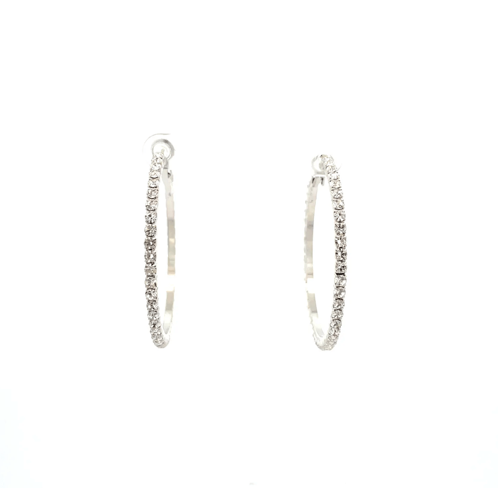 The One Jewelry Bling Bling Rhinestone Hoop Earrings - 20mm - Beauty Exchange Beauty Supply