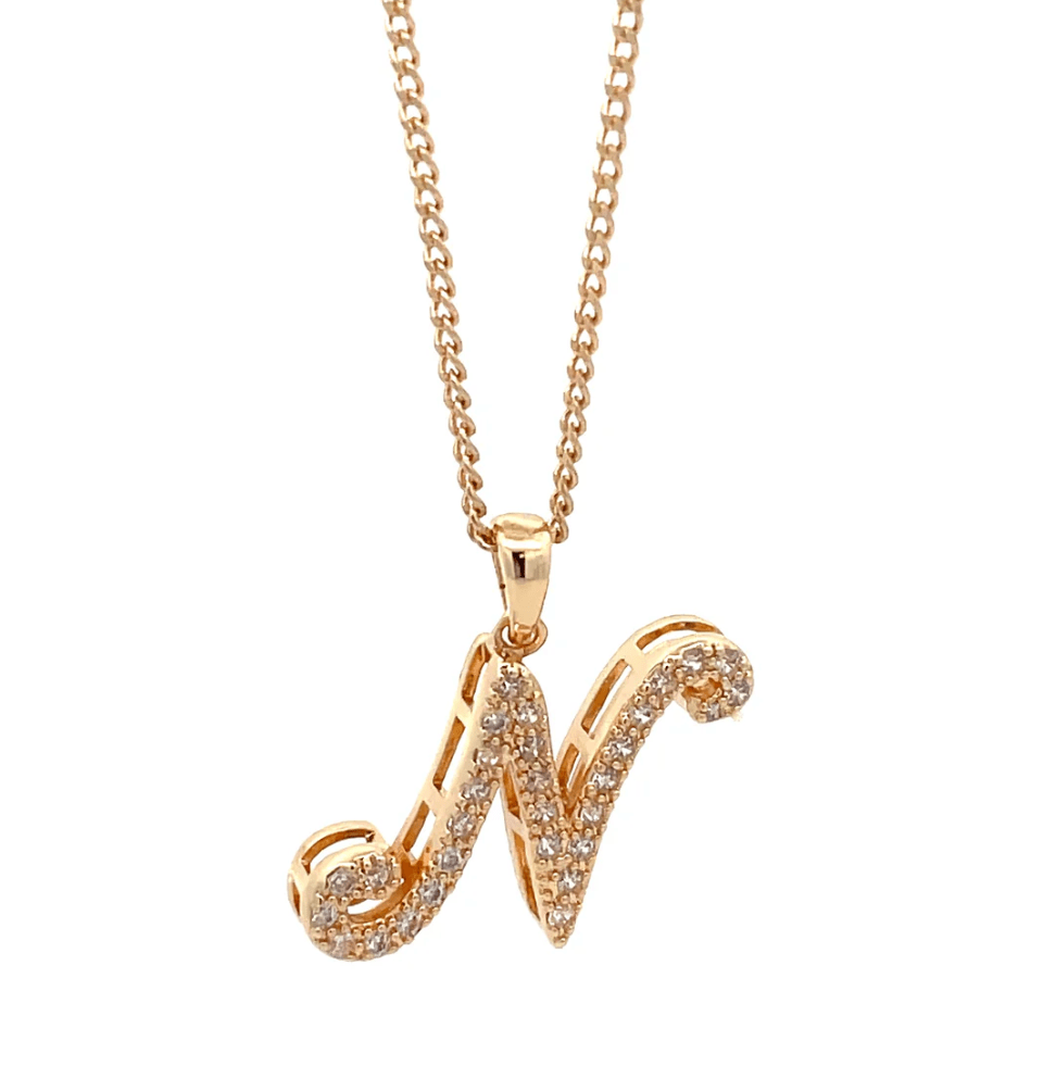 The One Jewelry Fancy Stone Initial Necklace - Letter Pendant - Beauty Exchange Beauty Supply