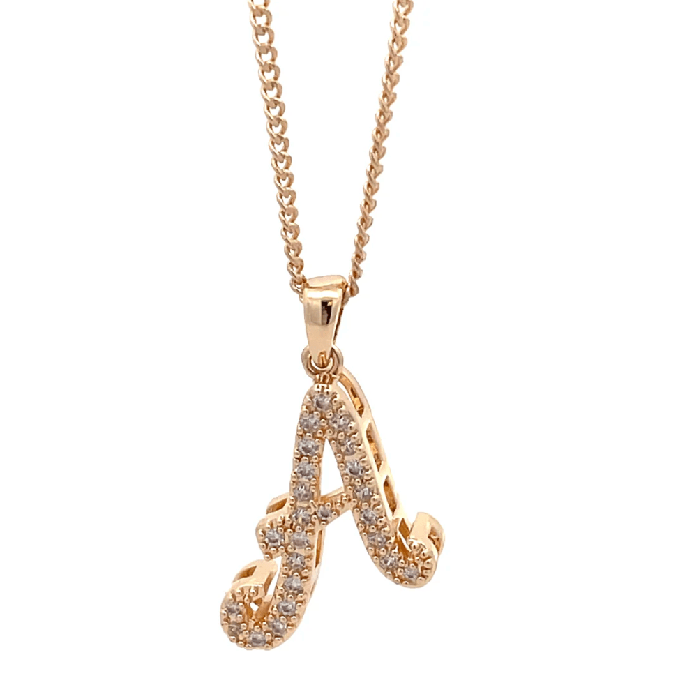 The One Jewelry Fancy Stone Initial Necklace - Letter Pendant - Beauty Exchange Beauty Supply
