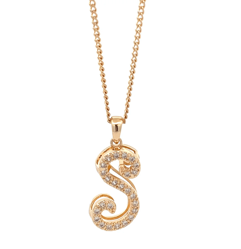 The One Jewelry Fancy Stone Initial Necklace - Letter Pendant - Beauty Exchange Beauty Supply