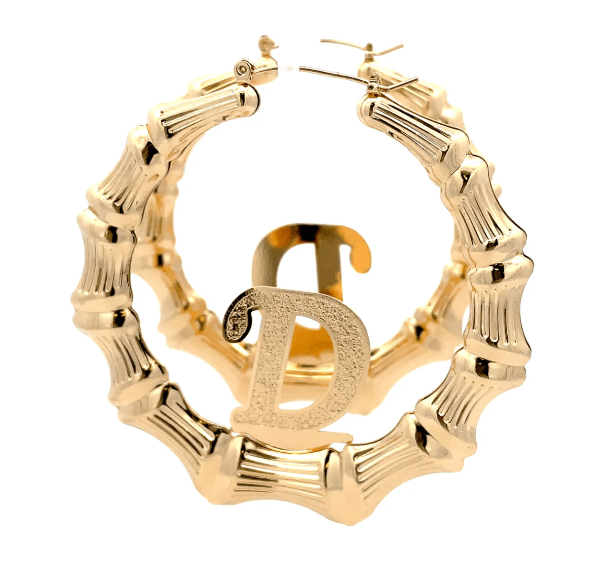 The One Jewelry Large Bamboo Initial Earrings - 70mm - Beauty Exchange Beauty Supply