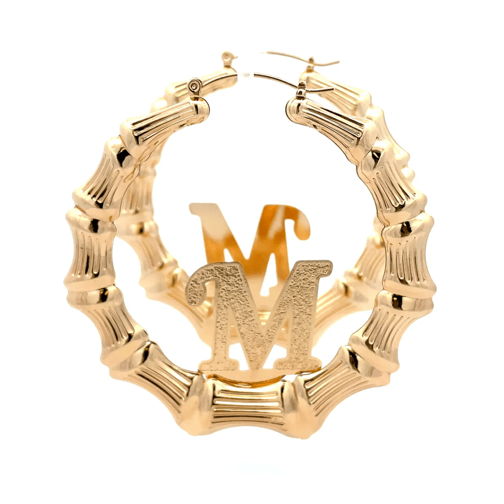The One Jewelry Large Bamboo Initial Earrings - 70mm - Beauty Exchange Beauty Supply