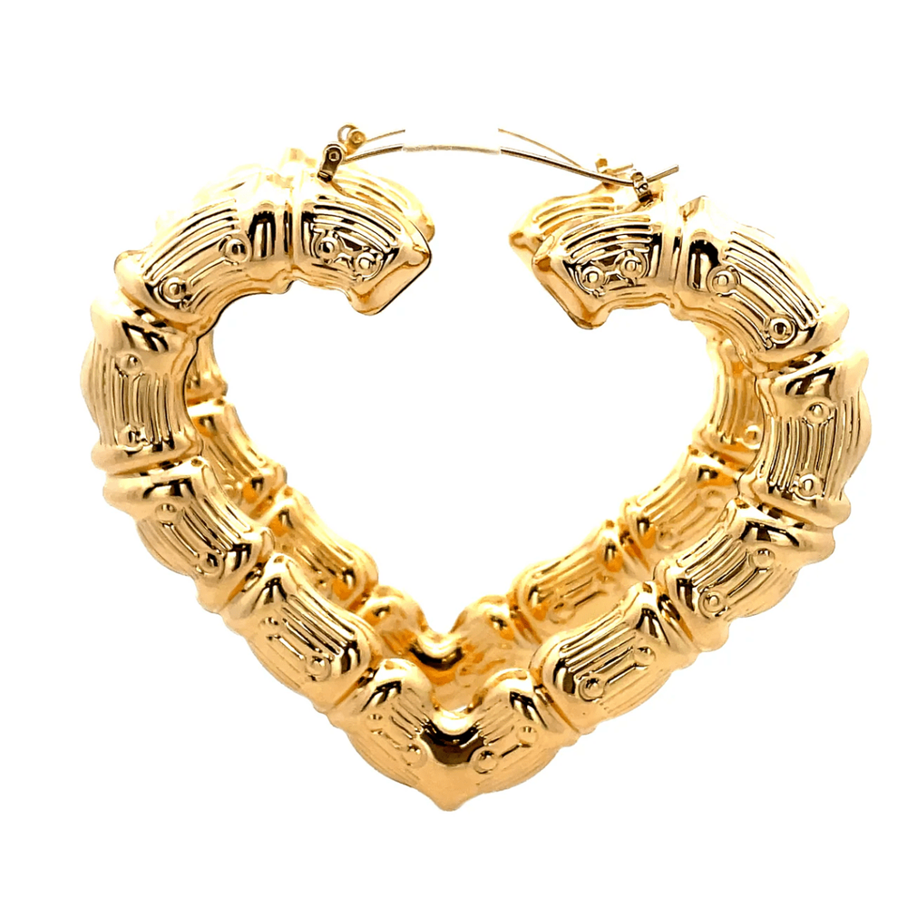 The One Jewelry New Bamboo Heart Earrings - Gold Style - Beauty Exchange Beauty Supply