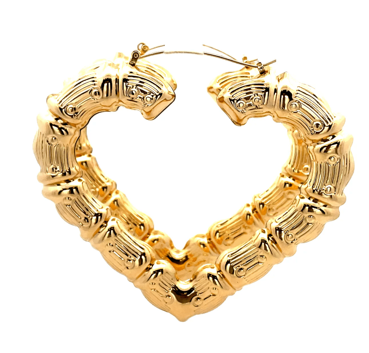 The One Jewelry New Bamboo Heart Earrings - Gold Style - Beauty Exchange Beauty Supply
