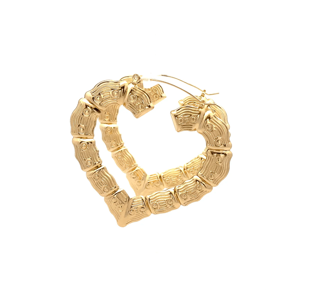 The One Jewelry New Bamboo Heart Earrings - Gold Style - Beauty Exchange Beauty Supply