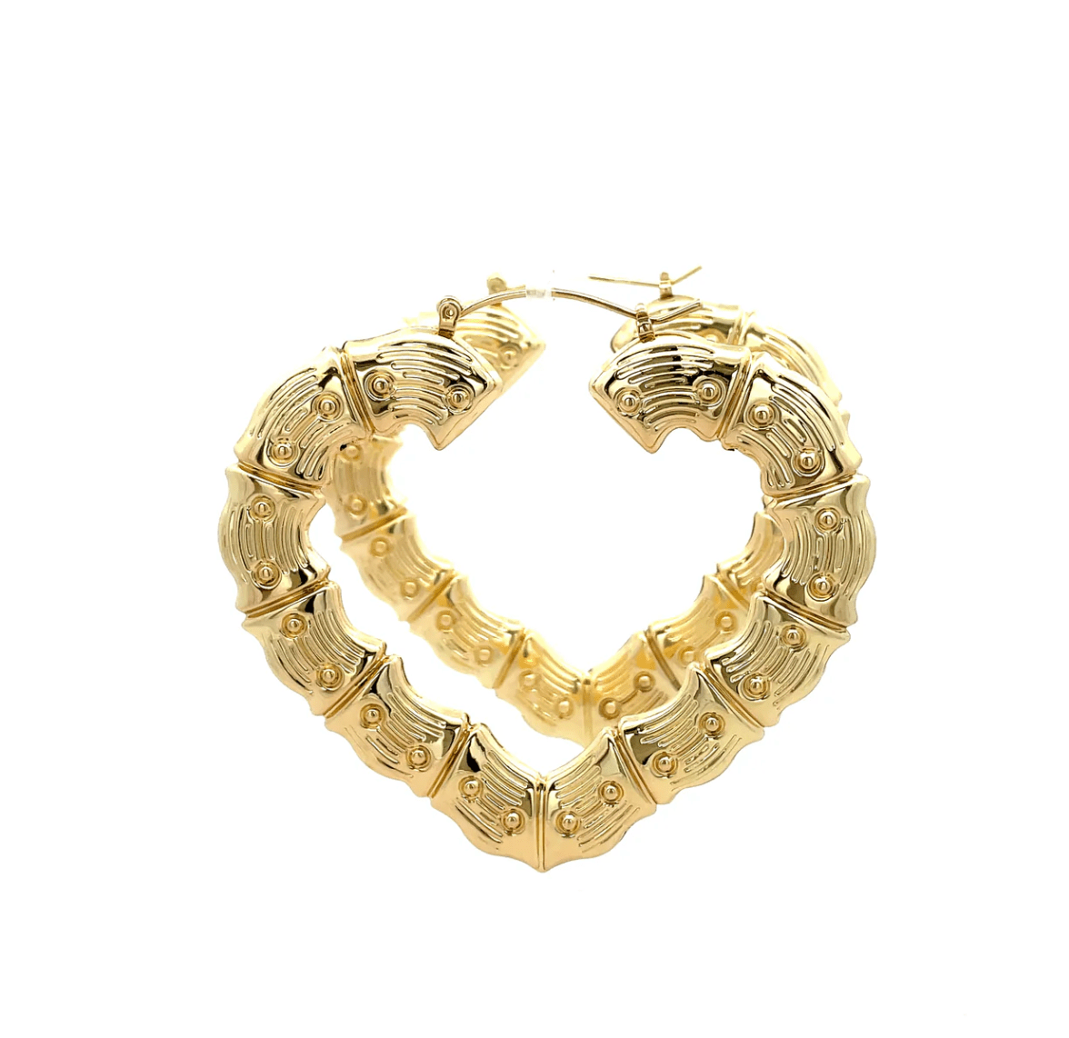 The One Jewelry New Bamboo Heart Earrings - Gold Style - Beauty Exchange Beauty Supply