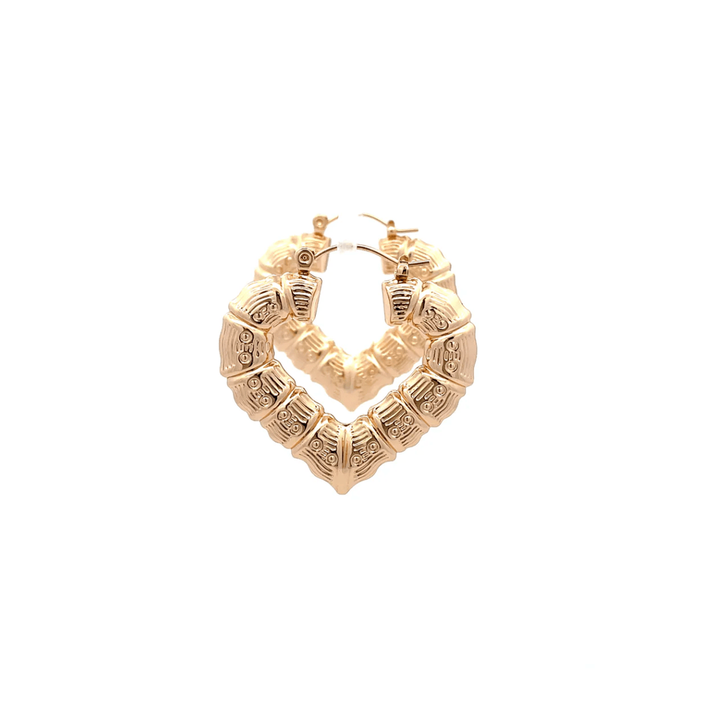 The One Jewelry New Bamboo Heart Earrings - Gold Style - Beauty Exchange Beauty Supply