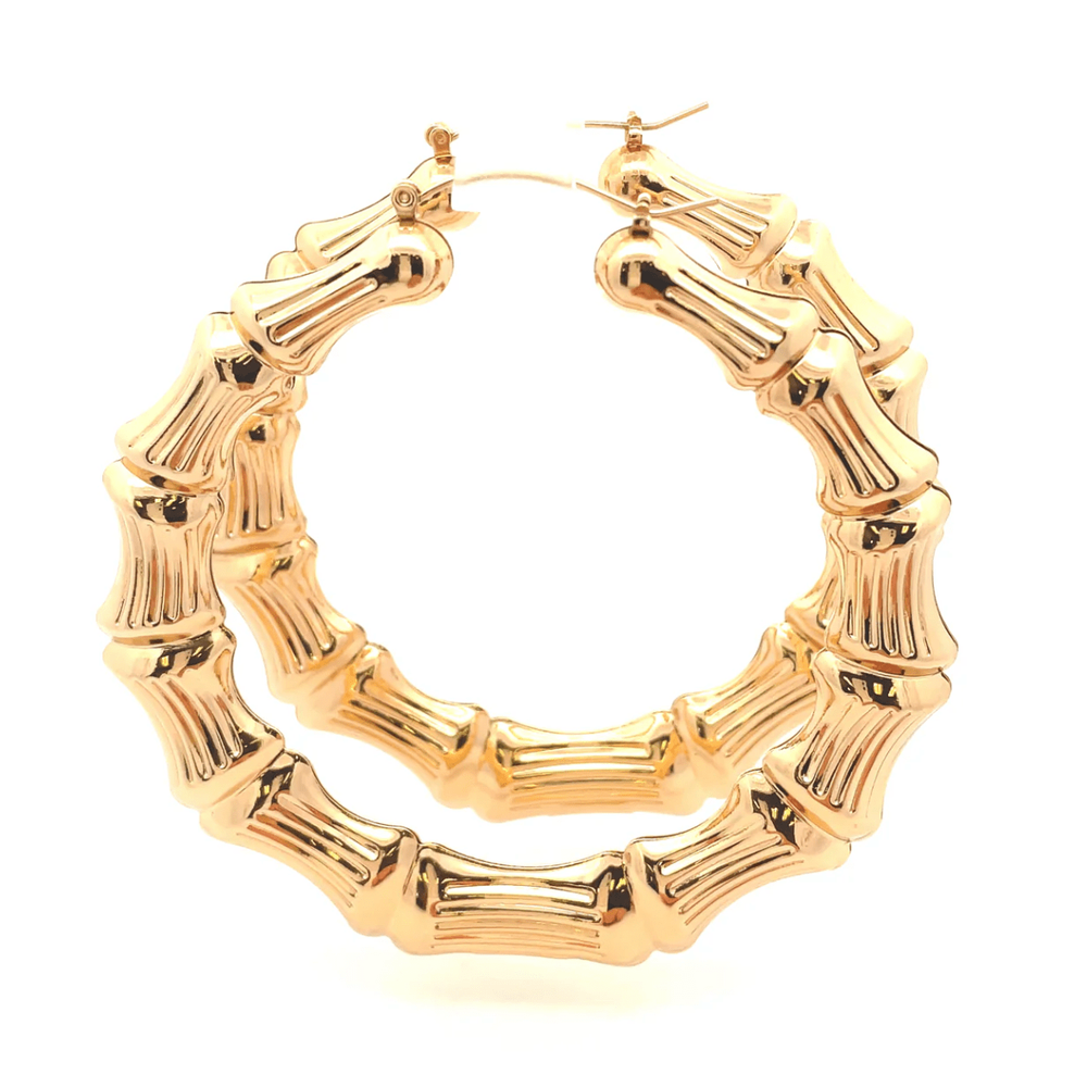 The One Jewelry New Bamboo Hoop Earrings 21mm - Gold Style - Beauty Exchange Beauty Supply
