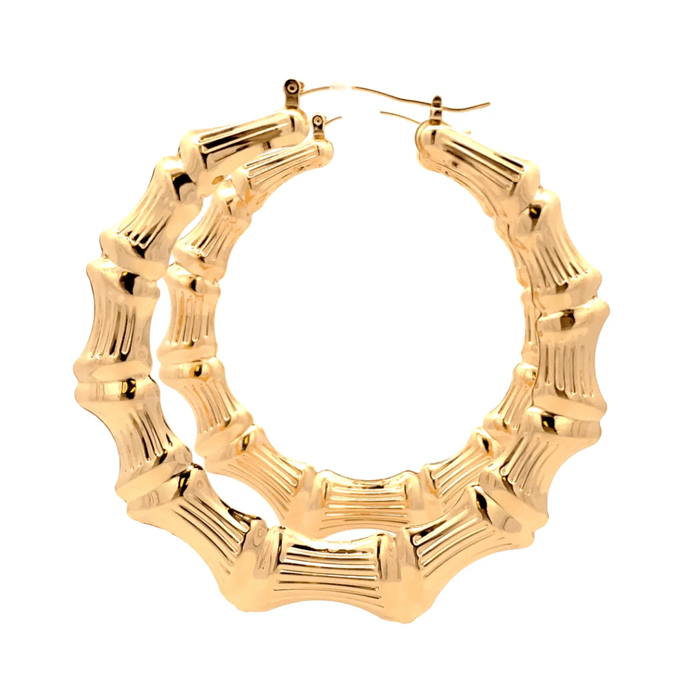 The One Jewelry New Bamboo Hoop Earrings 21mm - Gold Style - Beauty Exchange Beauty Supply