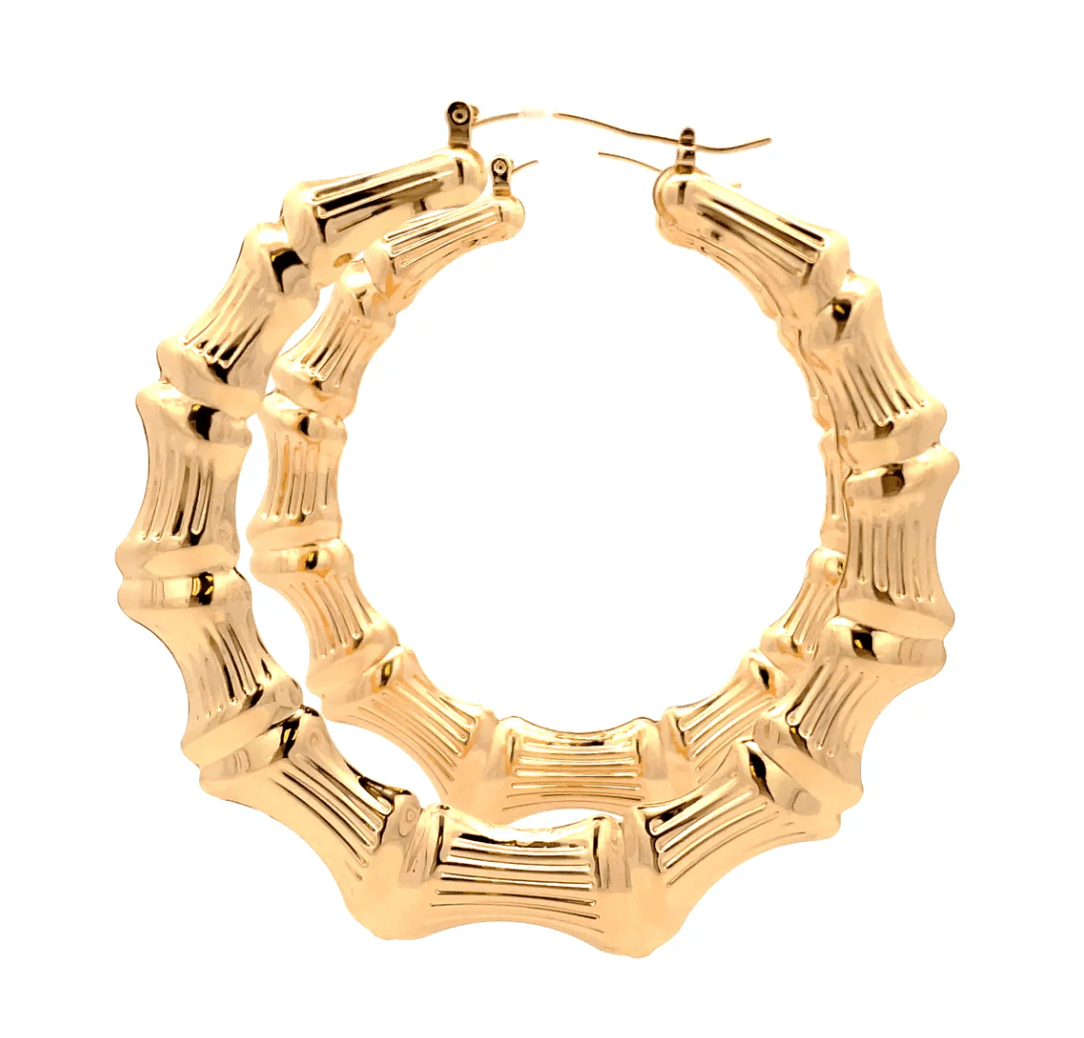 The One Jewelry New Bamboo Hoop Earrings 21mm - Gold Style - Beauty Exchange Beauty Supply