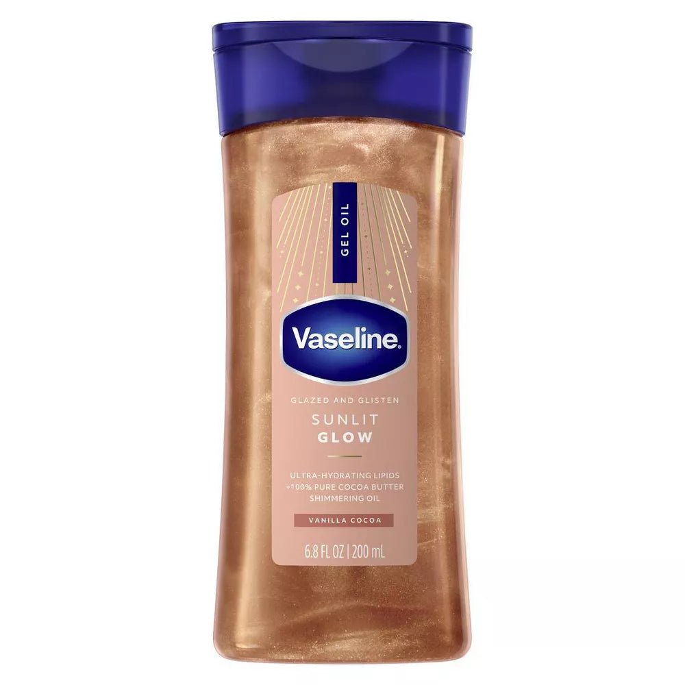 Vaseline Glazed & Glisten Vanilla Cocoa Shimmering Gel Body Oil – 6.8oz - Beauty Exchange Beauty Supply