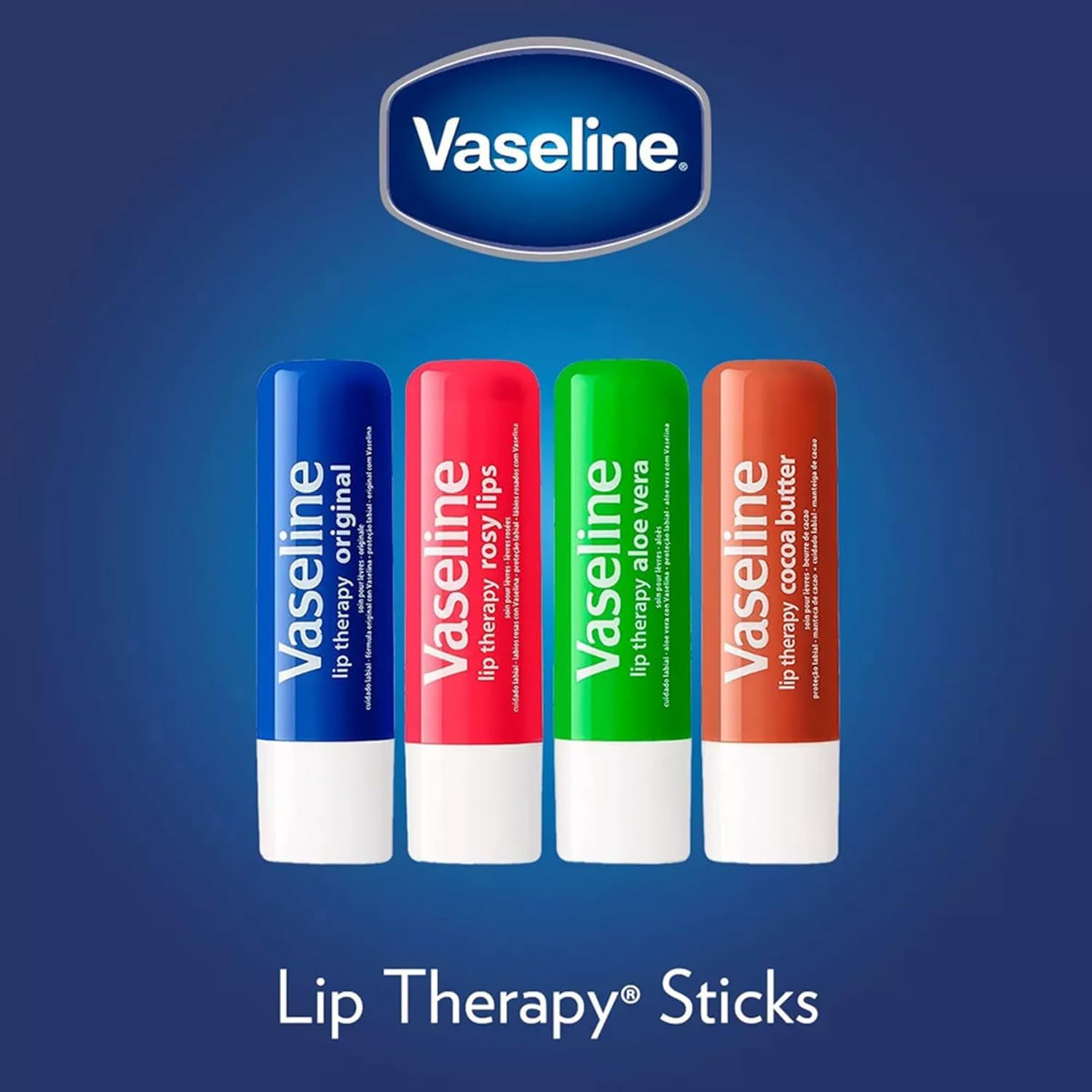 Vaseline Lip Therapy 4 - Pack, Moisturizing Balm with Vitamin E - Beauty Exchange Beauty Supply