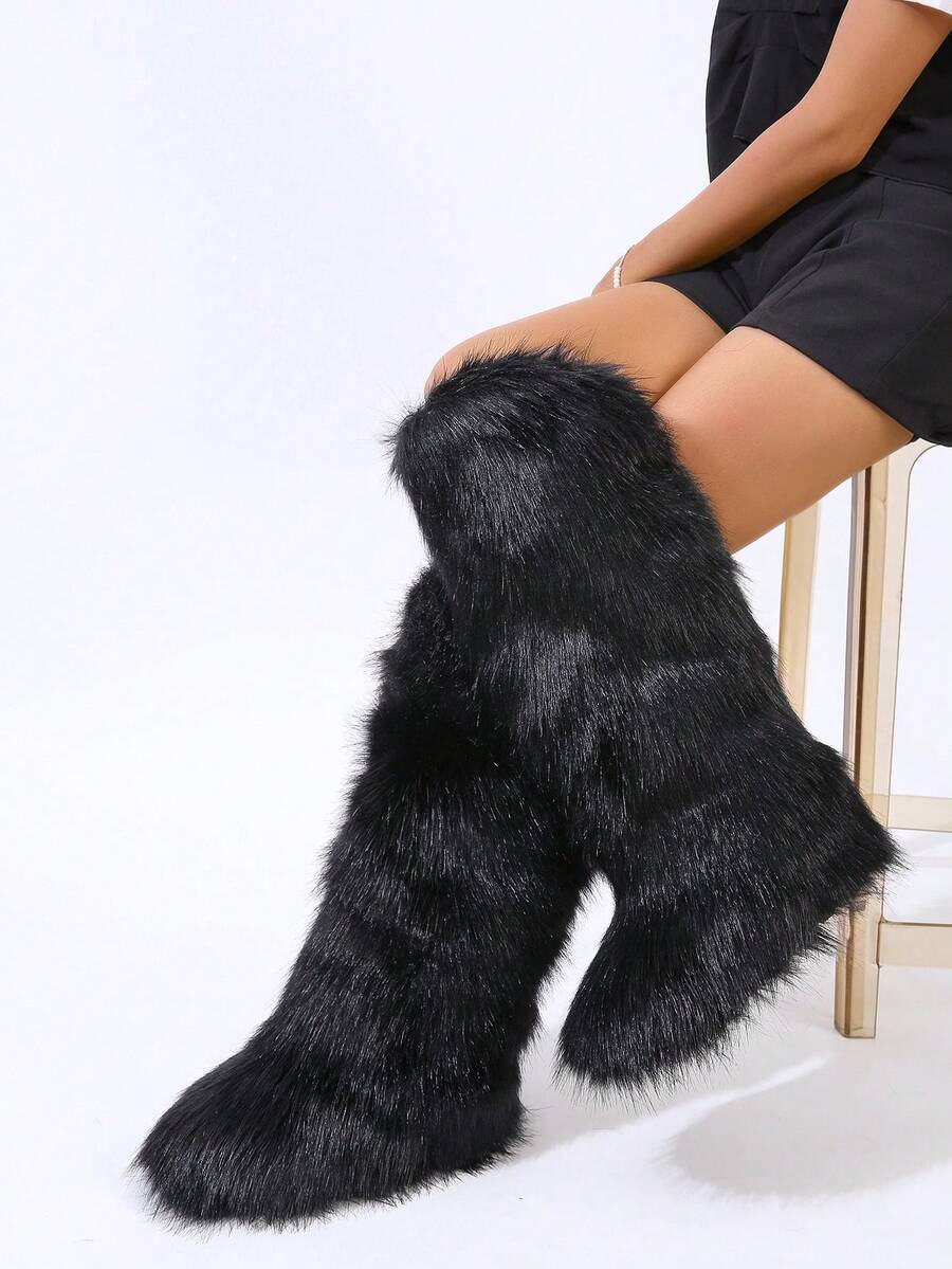 Women's Luxe Fluffy Knee-High Winter Boots - Beauty Exchange Beauty Supply