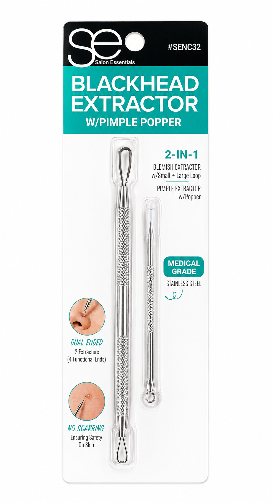 Salon Essential 2-in-1 Blackhead & Blemish Extractor w/ Pimple Popper