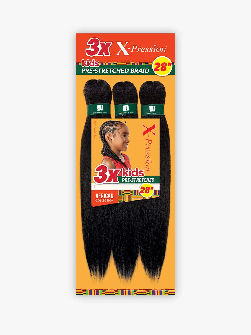 Sensationnel X-pression 3X Kids Pre-Stretched Braiding Hair - 28"