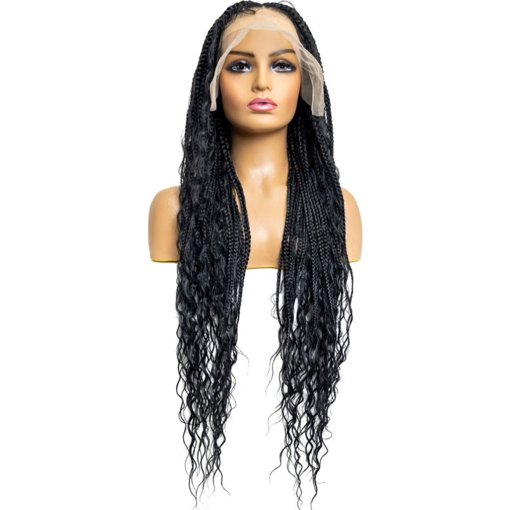 B & B Knotless Synthetic 100% Full HD Lace Wig - Triangle Bohemian Box Braid 32" - Beauty Exchange Beauty Supply