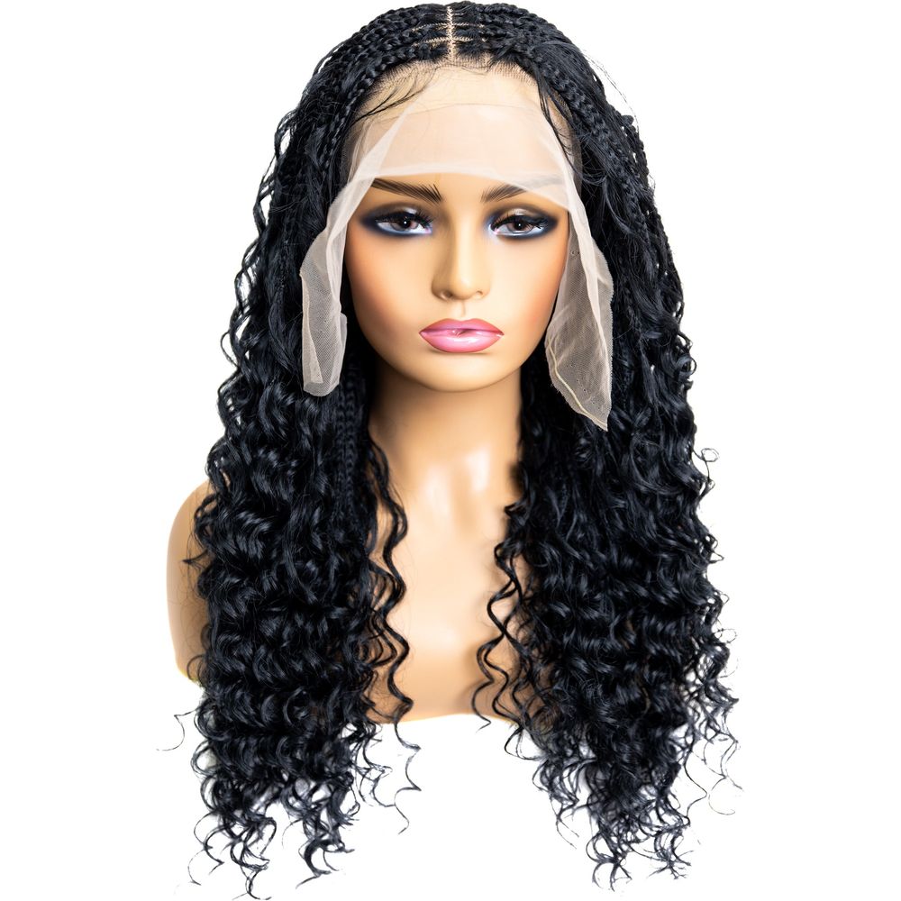 B & B Knotless Synthetic Full Lace Braided Wig - Micro Deep Wave 24" - Beauty Exchange Beauty Supply