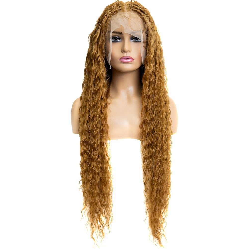 B & B Knotless Synthetic Full Lace Braided Wig - Micro Peruvian Wave 32" - Beauty Exchange Beauty Supply