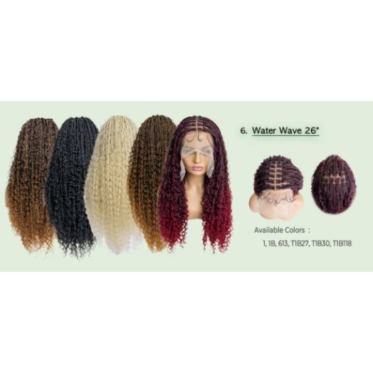 B & B Knotless Synthetic Full Lace Braided Wigs - Micro Boho Water Wave - Beauty Exchange Beauty Supply